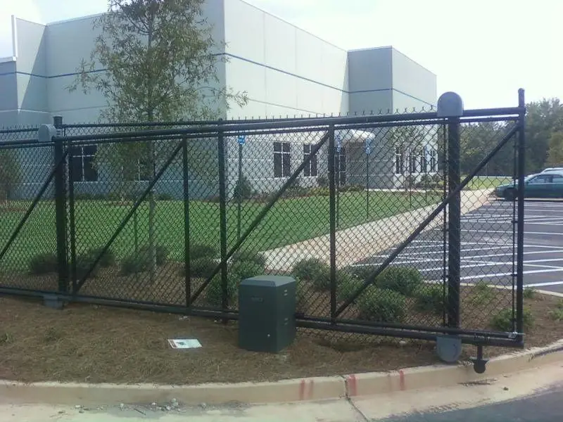 Commercial black chain link cantilever slide gate