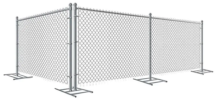 Freestanding temporary chain-link panel fence with portable stands