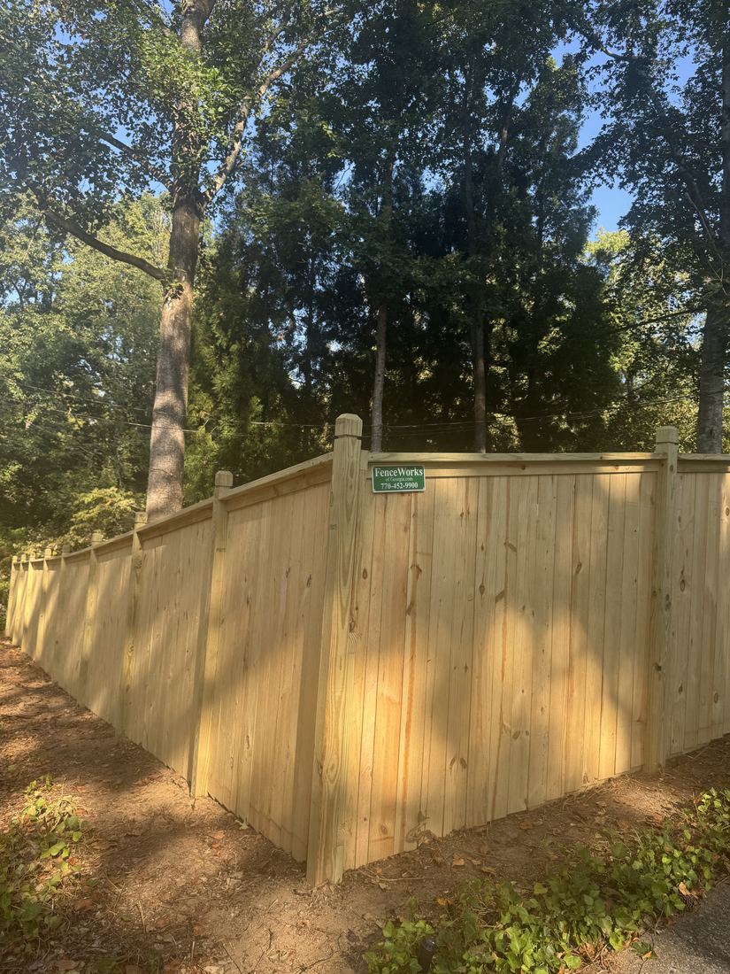 Capped wood privacy fence with routed dado posts