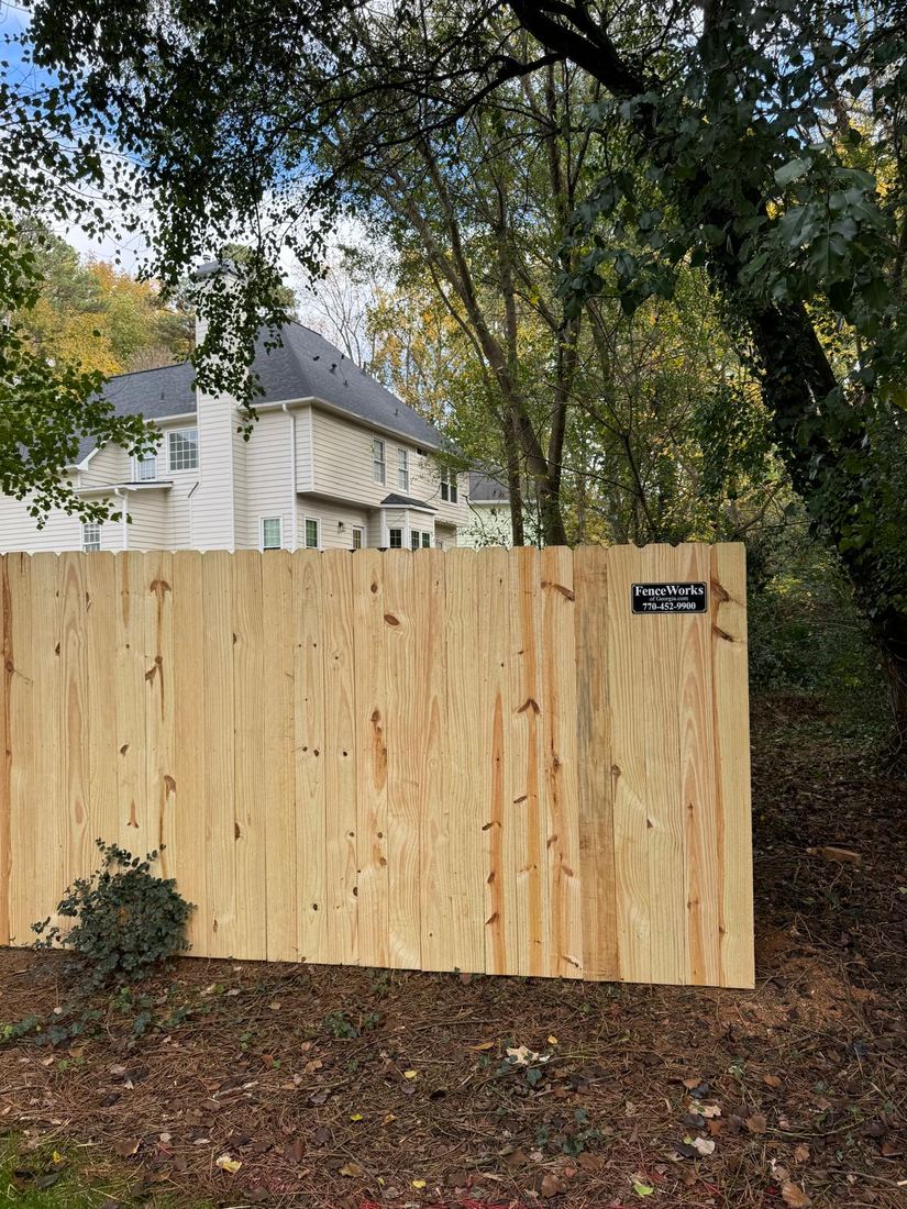 Wood privacy fence dog ear pickets