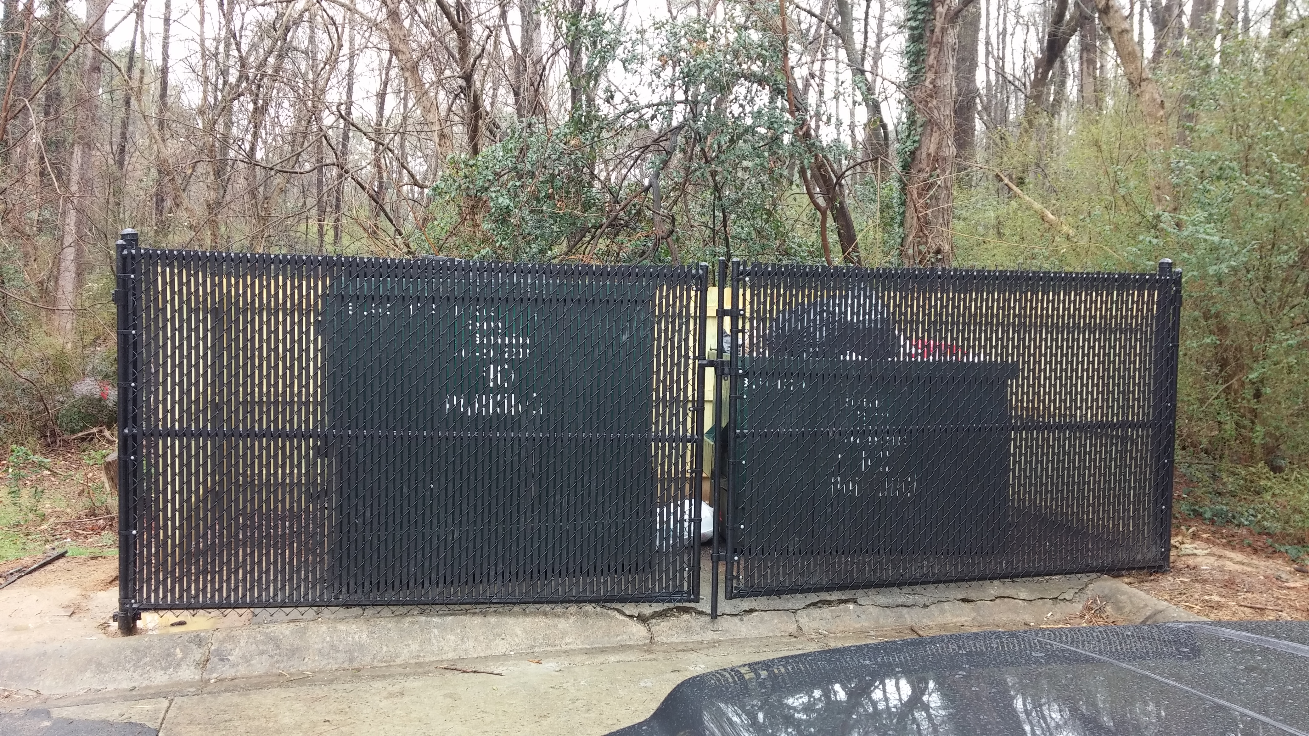 Chainlink Dumpster Enclosure with Privacy Slats